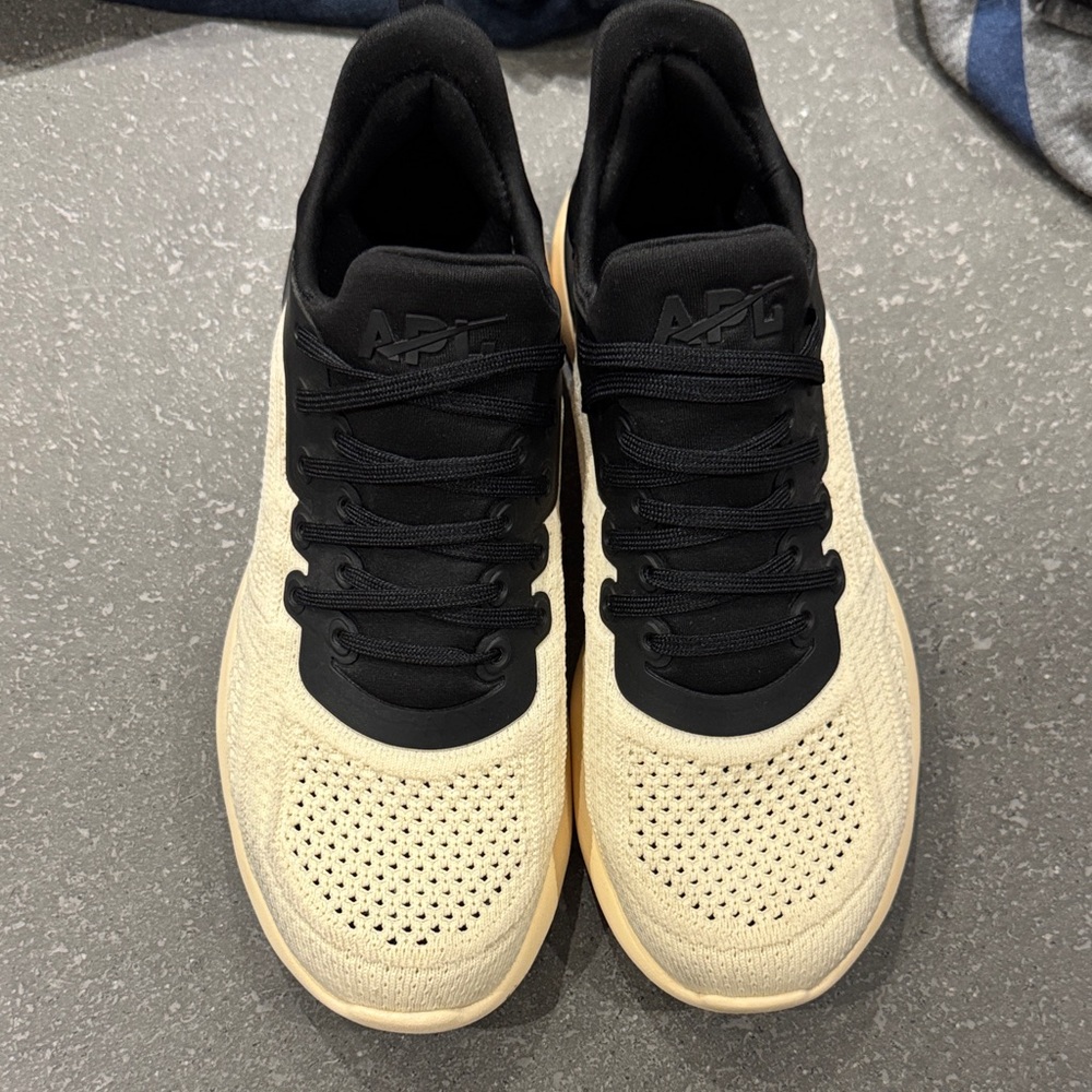 APL barely used. black and Cream Knit Athletic Shoes
